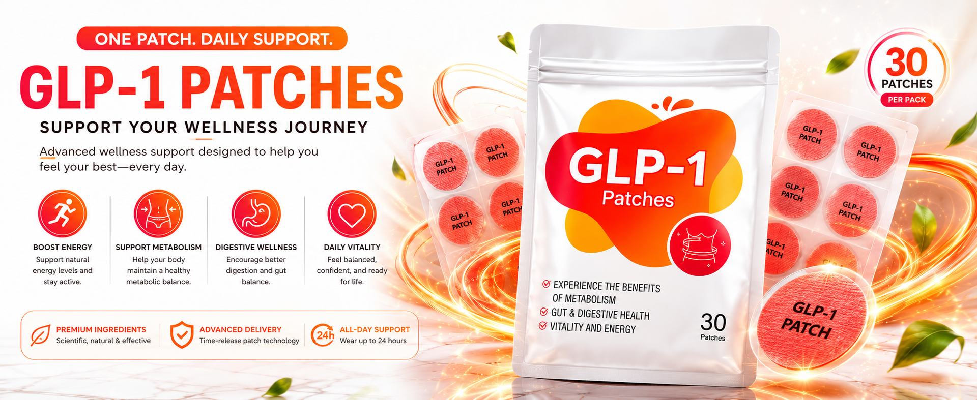 Wellness Patches, 30 Daily Adhesive Wellness, Easy-to-Apply Skin Patches for Daily Routine, Comfortable Long-Lasting Adhesive For Travel Friendly (30 Patch)