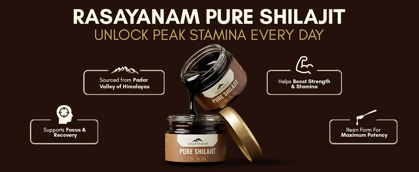 Rasayanam Pure Himalayan Shilajit Resin | Highly Purified with 75% Fulvic Acid & 80+ Trace Minerals | Supports Energy, Stamina, Strength & Recovery | 20 gm