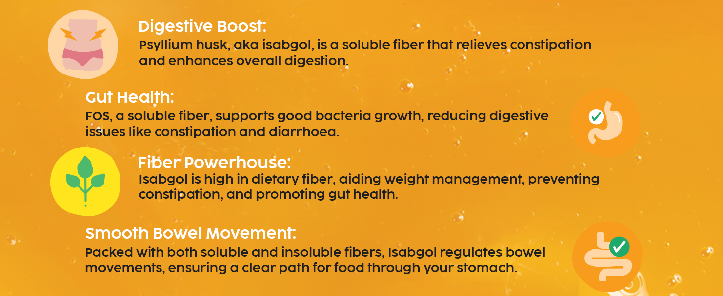 PLIX - THE PLANT FIX Isabgol Orange Burst| Improve Digestive Health And Gut Cleanse| Psyllium Husk Powder| No Added Preservatives OR Sugar| 60 Days Serving
