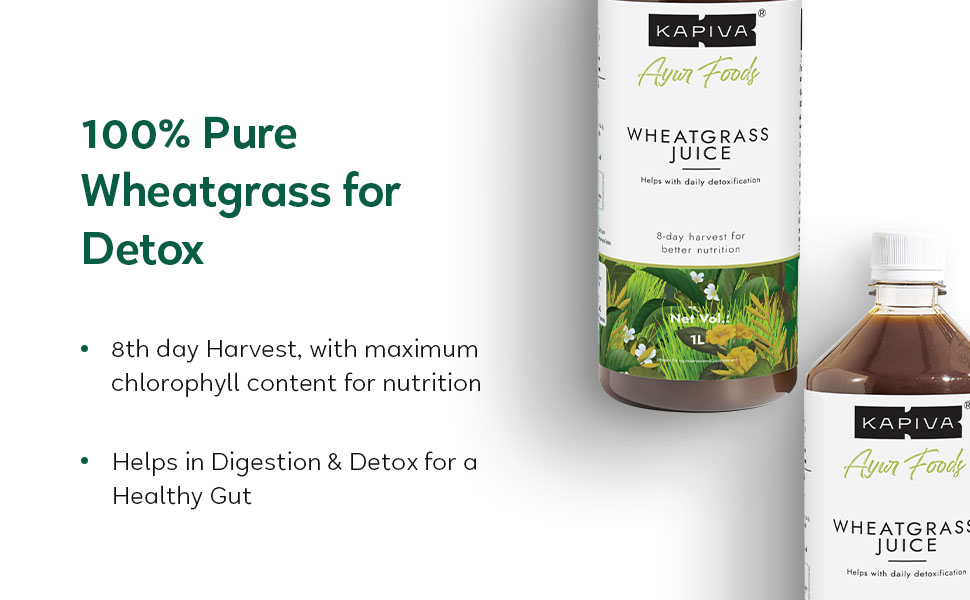 Kapiva Wheatgrass Juice 1L - Help's to Detoxify the Liver, Cleanse the Digestive System, Boost Metabolism & Purify Blood