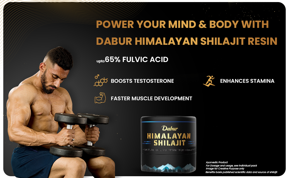 Dabur Himalayan Shilajit Resin – 15g | 500mg per Serving | Boosts Strength, Stamina & Muscle Growth | Shilajit for men |100% Ayurvedic Grade A Shilajit Sourced from the Himalayas (Up to 19,000 ft)