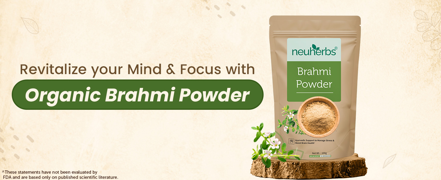 Neuherbs Brahmi Powder - 100g For Men & Women | Ayurvedic Care To Manage Stress & Boost Brain Health | Rich in Antioxident | 100% Pure & Natural | No Added Preservatives