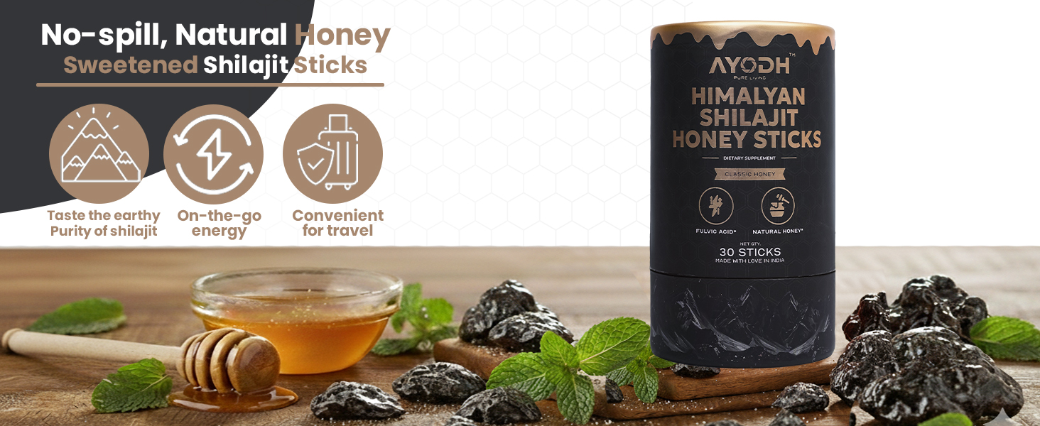 Honey sticks, She lajit Sticks for Women/Men, Shilajit Honeysticks 30 Count, Pure Himalayan Classic Shilajit Supplement Made W Fulvic Acid & Natural, Supports Strength