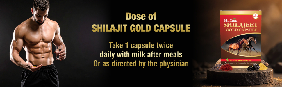 Multani Shilajeet Gold 10 Capsule For Youthful Living, Enriched With Gold, Kesar, Safed Musli & Shilajeet Ayurvedic Shilajit Capsule For Stamina & Endurance