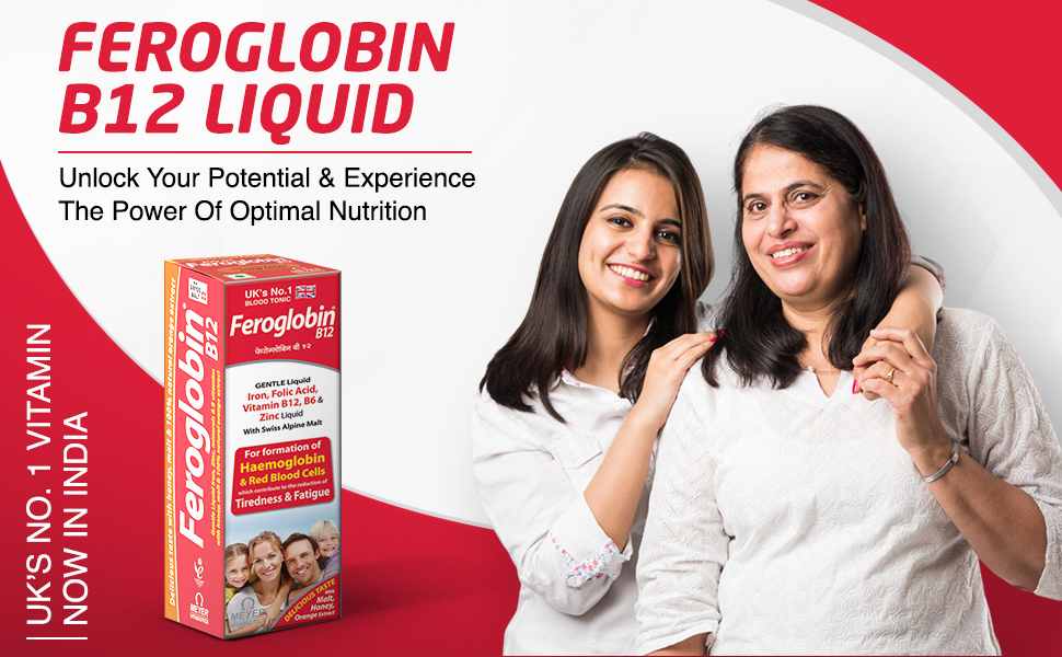 Feroglobin B12 Liquid 200ml- Hematinic Liquid Supplement for Health & Vitality | Reduces Fatigue | Iron, B Vitamins & Minerals (Pack of 1)