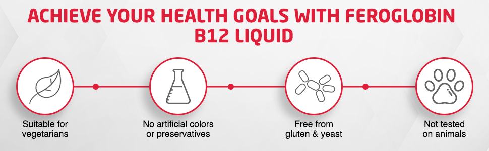 Feroglobin B12 Liquid 200ml- Hematinic Liquid Supplement for Health & Vitality | Reduces Fatigue | Iron, B Vitamins & Minerals (Pack of 1)