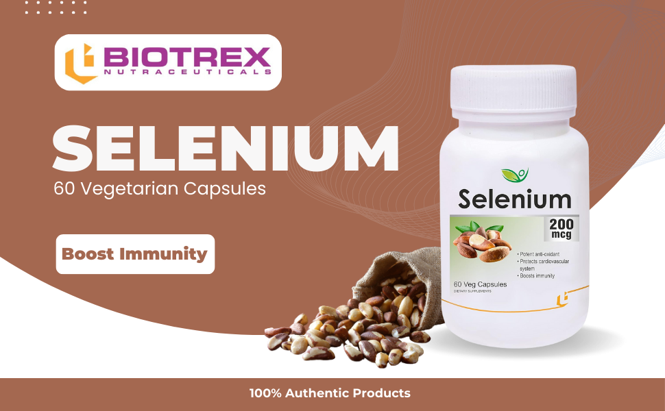 Biotrex Nutraceuticals Selenium 200 (mcg) for Immune System, Thyroid, Prostate and Heart Health | 60 Vegetarian Capsules