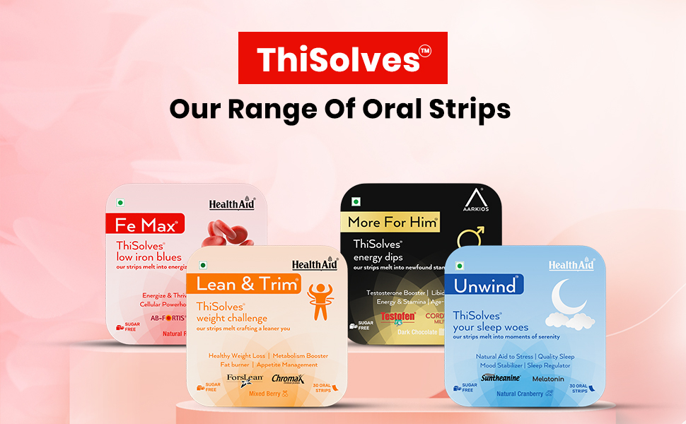 HealthAid® Fe Max™ ThiSolves™ – Iron + Folic Acid Oral Strips | With Vitamin C, Zinc & Beetroot | Haemoglobin & Energy Support | 30 Strips