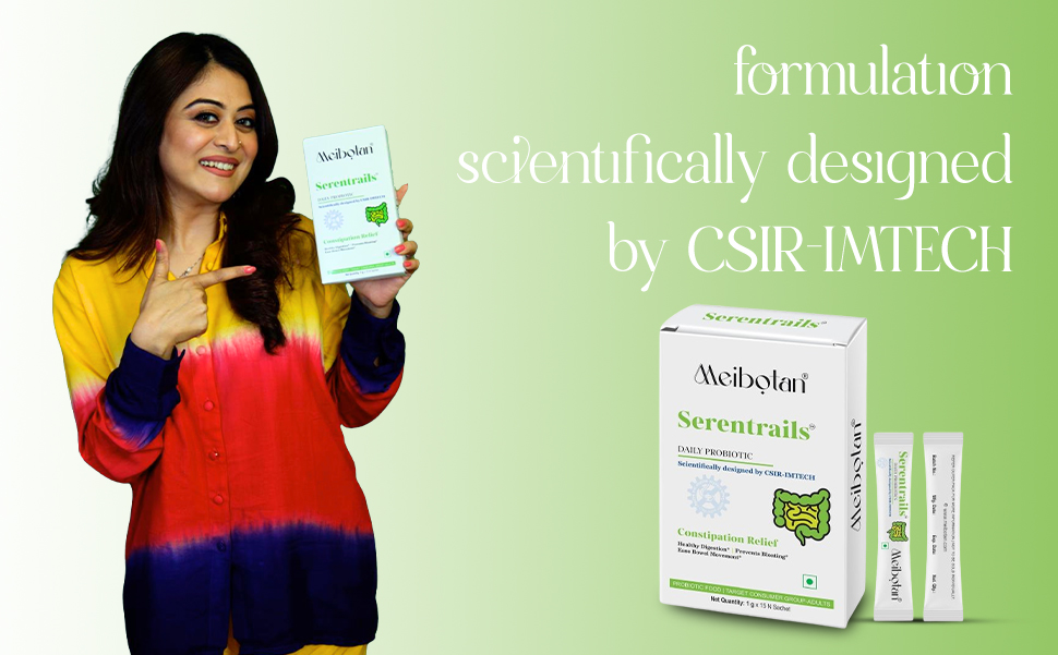Serentrails ​Sachet India First ​45 Billion Probiotic Blend Formulation designed by CSIR-IMTECH ​for Healthy digestion & IBS 1gm X 15 Sachet Orange Flavour (Men & Women)
