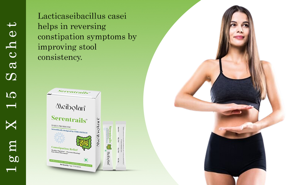 Serentrails ​Sachet India First ​45 Billion Probiotic Blend Formulation designed by CSIR-IMTECH ​for Healthy digestion & IBS 1gm X 15 Sachet Orange Flavour (Men & Women)
