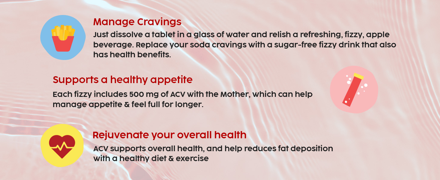 THE PLANT FIX Apple Cider Vinegar Effervescent Tablet with mother | Supports Metabolism & Appetite Control I With 500mg ACV, Vit B6 & B12 I No Maltodextrin, No Added Sugar I Pack of 4 (60 tablets)