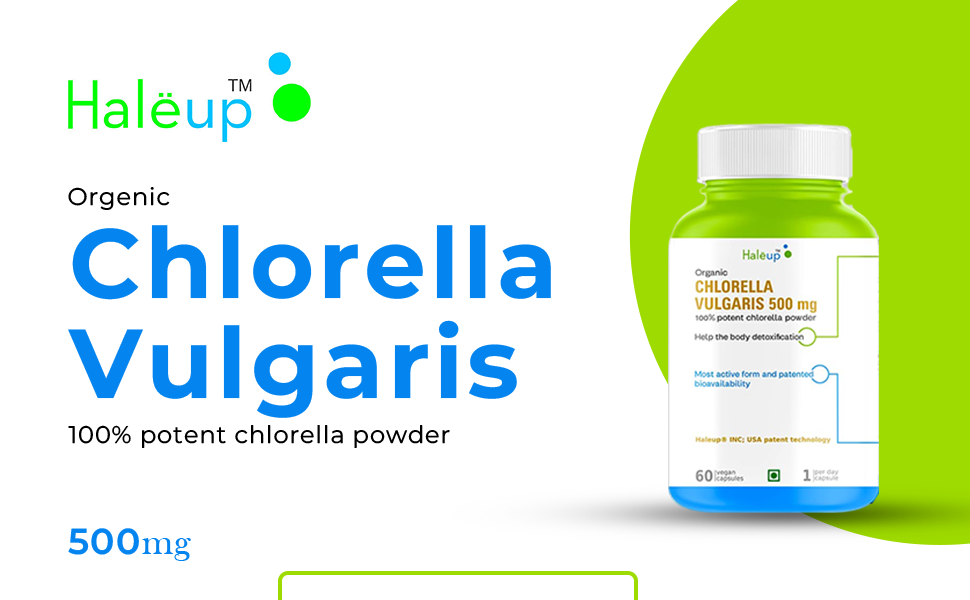 Organic Chlorella Detox Caps 500 mg | Protects Liver and promotes Health | Removes Heavy Metals & Body Toxins I 60 Veg Capsules