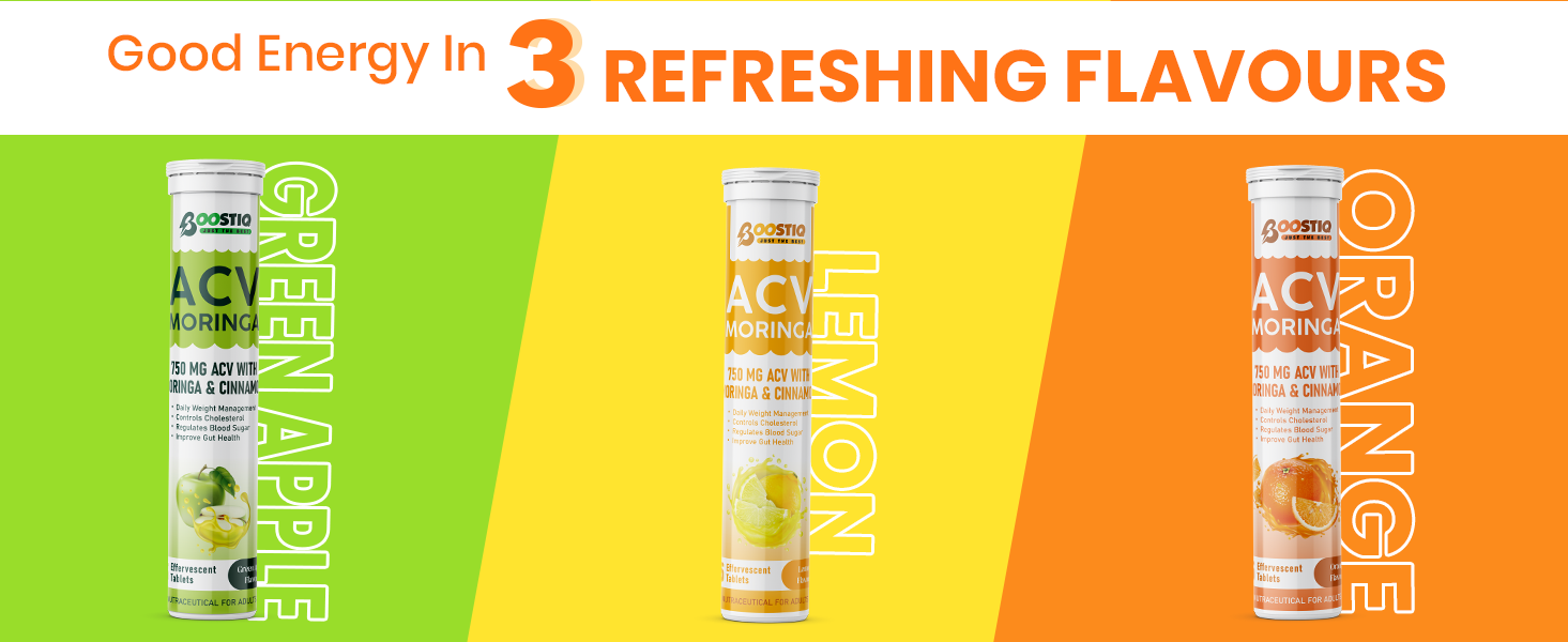 Green Apple ACV Moringa Effervescent Drink Tablets | 750 mg Apple Cider Vinegar with Moringa & Cinnamon | Adult Nutraceutical | Pack of 4
