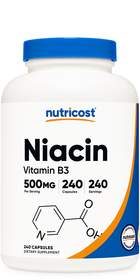 Nutricost Niacin (Vitamin B3) 500mg, 240 Capsules, with Flushing, GMO-Free