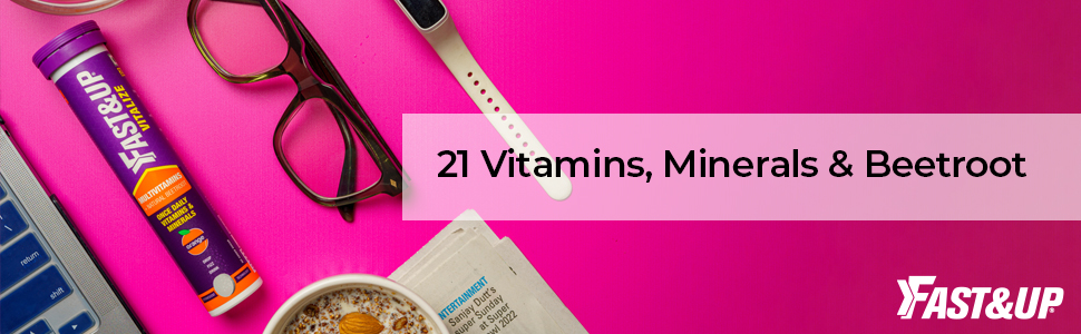 Fast&Up - Vitalize - Daily Multivitamins 21 Fast-Acting Vitamins & Minerals, with Vit C, D, and Iron for Immunity, Energy & Heart Health | Suitable for both, Men & Women, Pack of 20