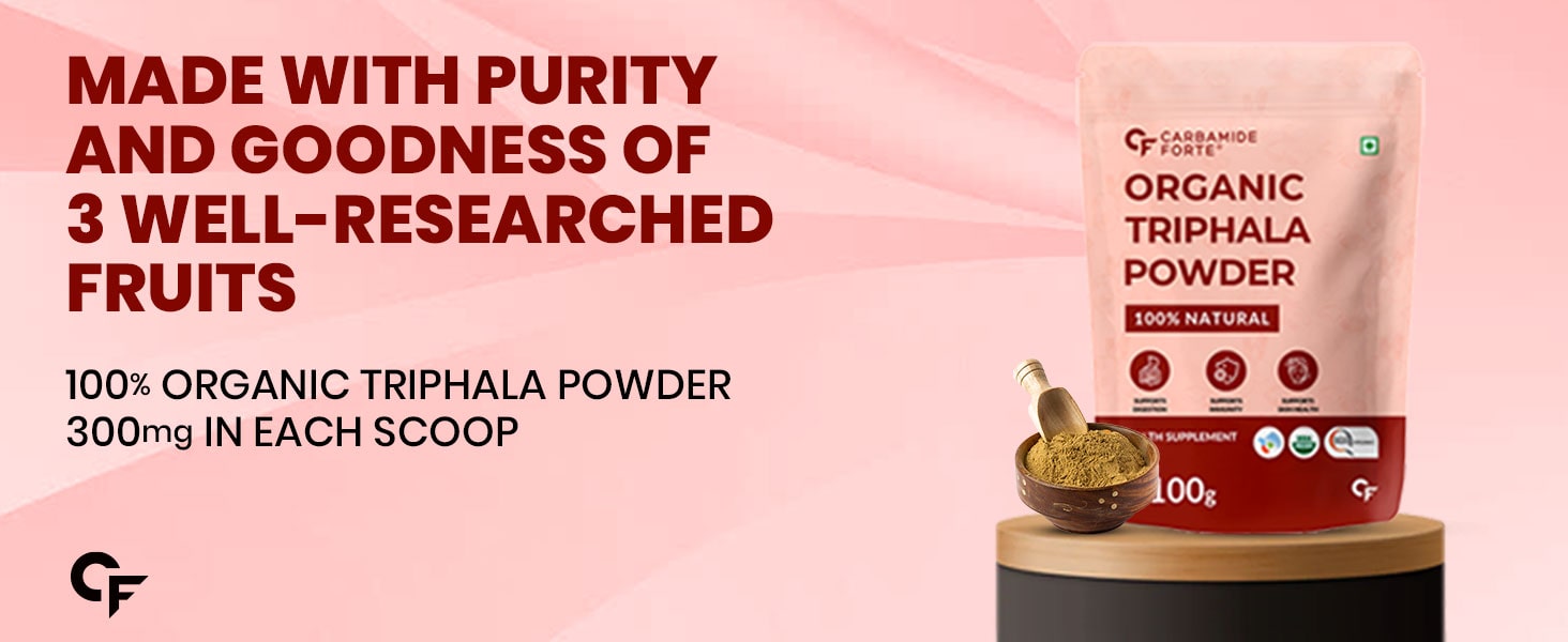 Carbamide Forte Triphala Churna Powder 100% Organic | Triphala Powder Organic With Swarna Amalaki, Haritaki, and Bibhitaki | Trifala Powder - 100g