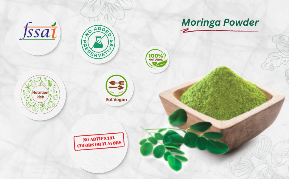Organic Moringa Powder 100g | 100% Pure Leaf | Rich in Iron, Calcium & Vitamins | Plant Protein & Fiber | Smoothies, Tea, Detox Drinks, Cooking | Vegan, Non-GMO | Lab Tested