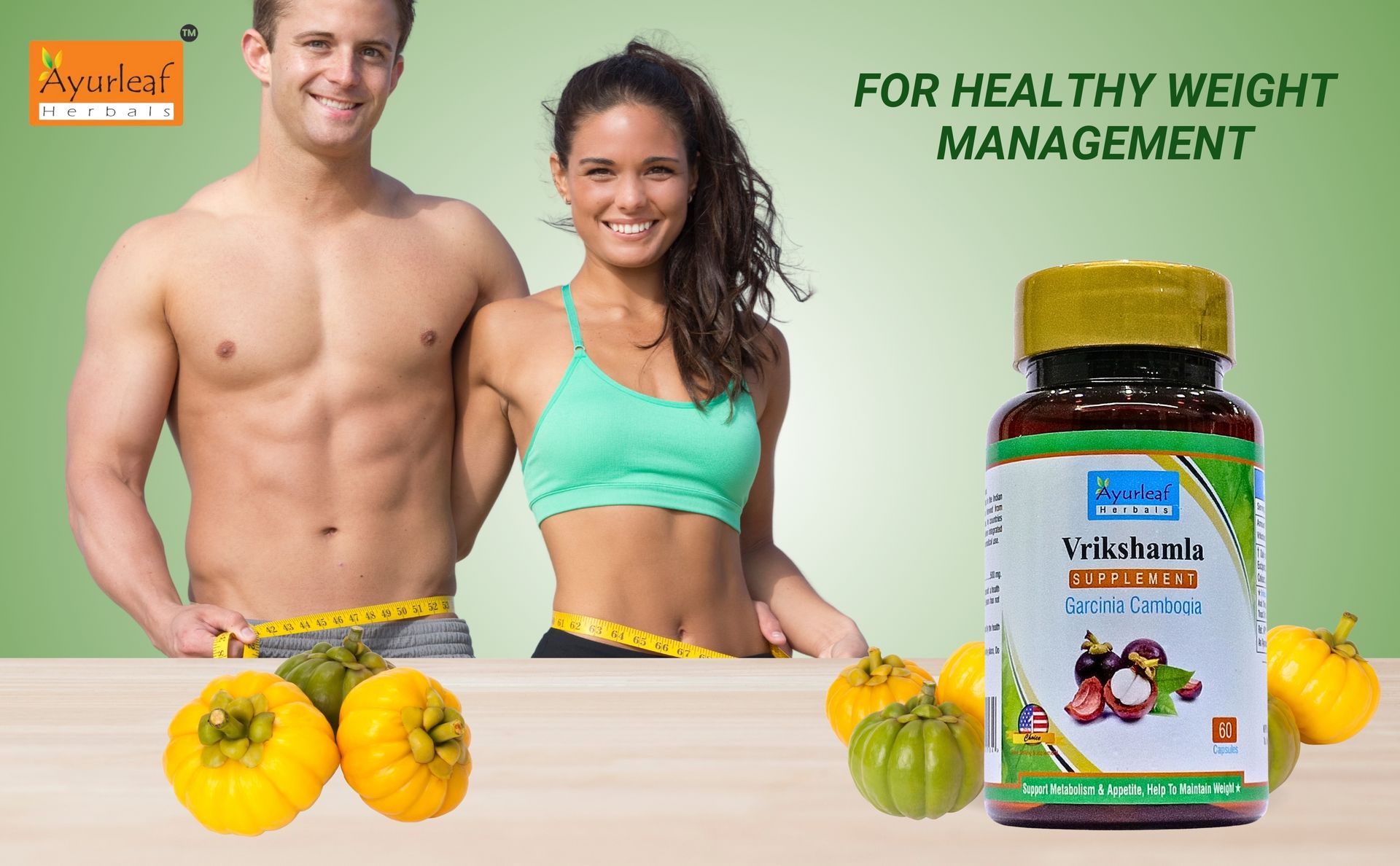 Ayurleaf Herbals Vrikshamla Capsules | Helpful to Manage Weight and Reduce Cholesterol | Improve Digestive Health and Appetite Suppression |100% Natural Herb (60 Capsules)