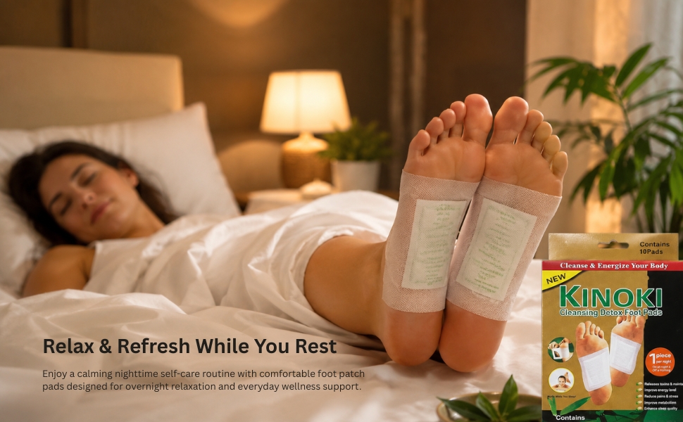 Kinoki Detox Foot Pad - Pack of 10 | Night Use Adhesive Foot Patches Comfortable Foot Care Pads for Relaxation and Daily Wellness Routine Easy to Use Foot Stickers