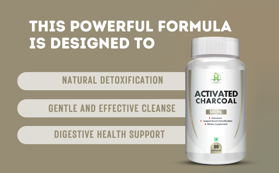 Healthy Nutrition - Just for the Health of it Activated Charcoal -500 Mg Veg 90 Capsules Support Bowel Detoxification for Men & Women