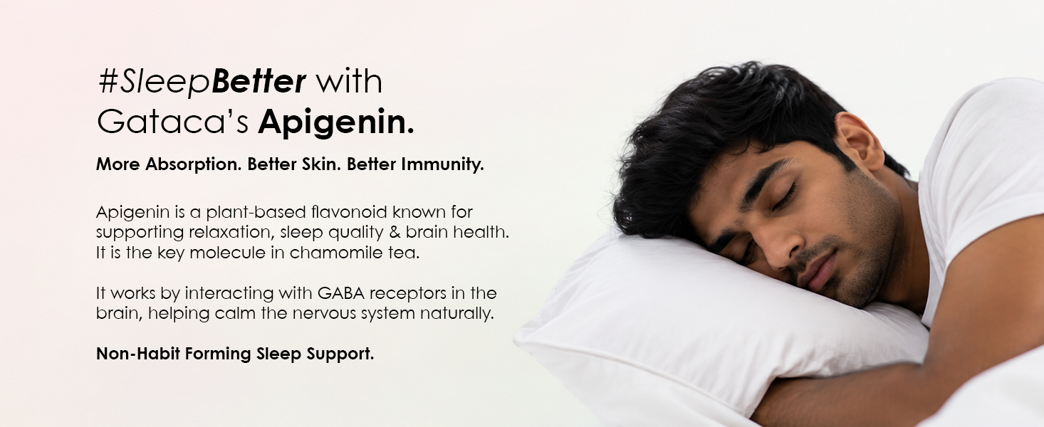 GATACA Apigenin 50 mg | Potent Flavonoid Sleep Support Supplement | Relaxation & Stress Relief | High Absorption Natural Extract | Vegan Non-GMO Capsules | 60 Veg Capsules