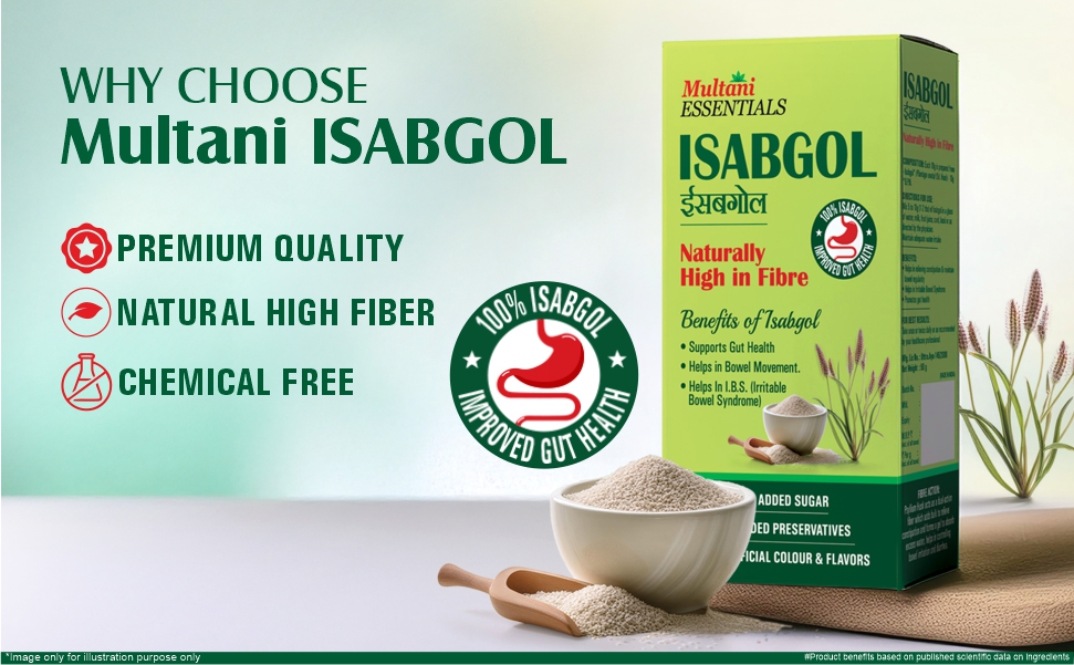 Multani Essentials Isabgol | Psyllium Husk Powder - 100gm (Pack of 3) | For Gut Health And Irritable Bowel Syndrome | Effectively Relieves Constipation | Fibre Supplement For Digestion | Chemical Free | No Added Sugar Or Artificial Flavour