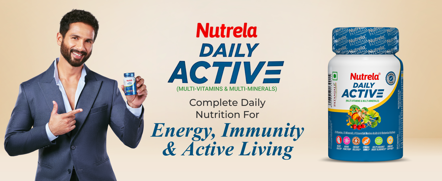 Nutrela Multivitamin by Patanjali | 30 Veg Capsule Pack of 3 | With Vitamins, Minerals, Natural Extracts & Amino Acids | Daily Wellness Supplement for Men & Women