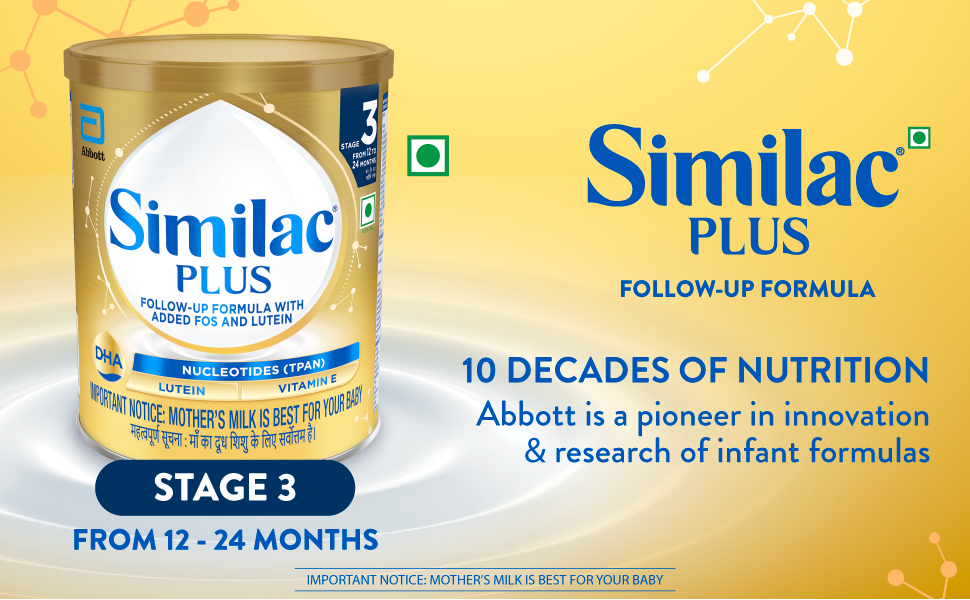 Similac Plus Stage 3 (12 to 24 Months) Follow Up Formula - 400g Tin Powder, Infant