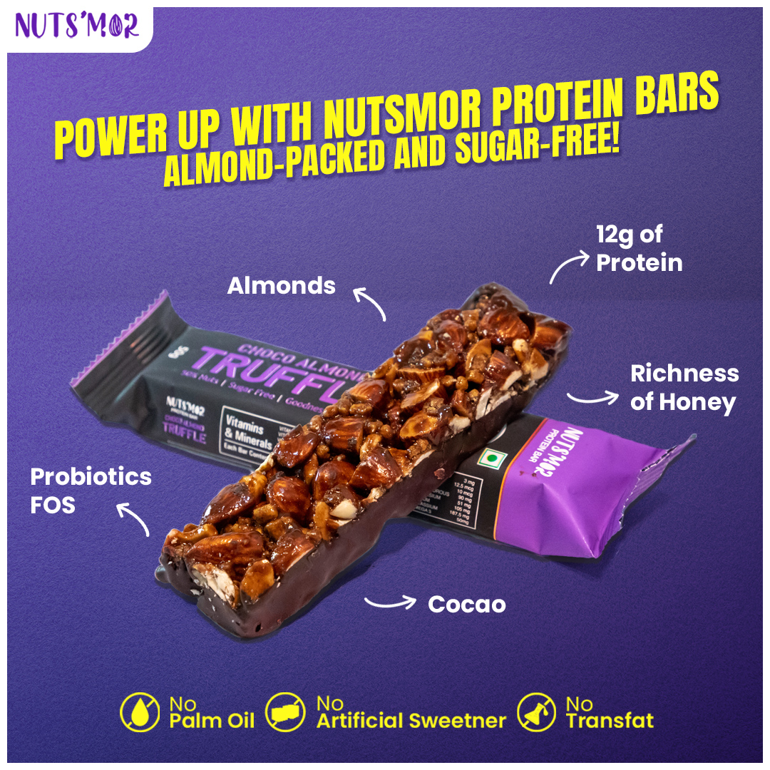 NUTS'MOR - Protein Daily Choco Almond Truffle12g Protein Bar (Pack of 12) Protein Blend, Vitamins, Fibres & Minerals, No Preservatives,100% Veg, Natural, No Added Sugar,-600g