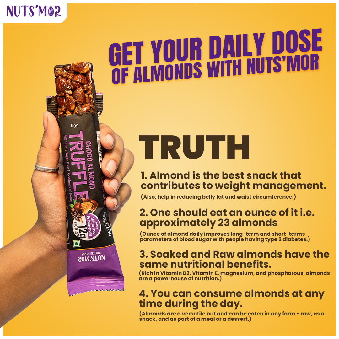 NUTS'MOR - Protein Daily Choco Almond Truffle12g Protein Bar (Pack of 12) Protein Blend, Vitamins, Fibres & Minerals, No Preservatives,100% Veg, Natural, No Added Sugar,-600g