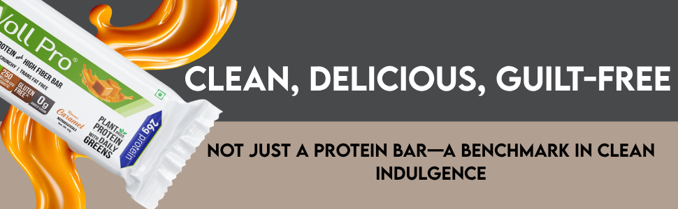 Voll Pro Plant Protein Bar with Daily Greens - High Protein 26g, Fiber 7g, 0g Sugar - Crunchy, Delicious Nutrient-Rich Protein Bars, 65g (Pack of 6)