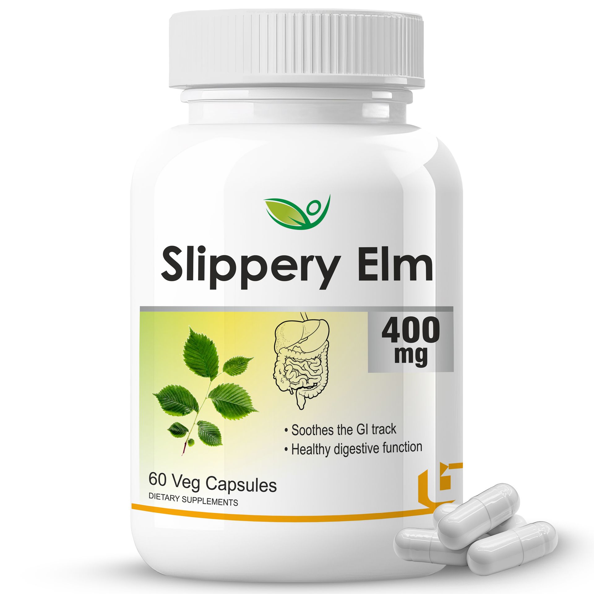 Biotrex Nutraceuticals Slippery Elm 400mg 60 Veg Capsules, Dietary supplement to strengthen Immune System, nutritional supplement, multivitamins, vitamin for men, women and adults, health supplements
