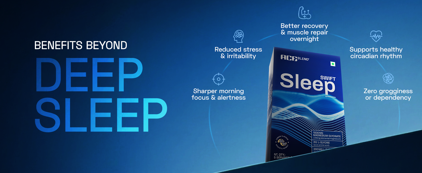 Ace Blend Swift Sleep 15 Servings | Natural Sleep Supplement With Magnesium Glycinate, L-Theanine And Glycine | Deep Sleep Support | Stress Relief | Relaxation | Restful Night - For Men & Women