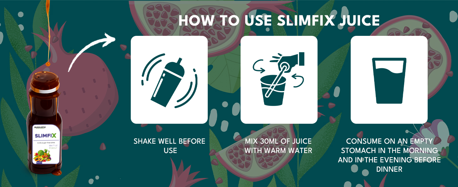 SLIMFIX - Ayurvedic Weight Loss Juice with 9 Herbs, Control Metabolism and Digestion, Natural Juice from Triphala, Turmeric & Dandelion, No Added Sugar (12 Bottles of 60ML Each, 12 days)
