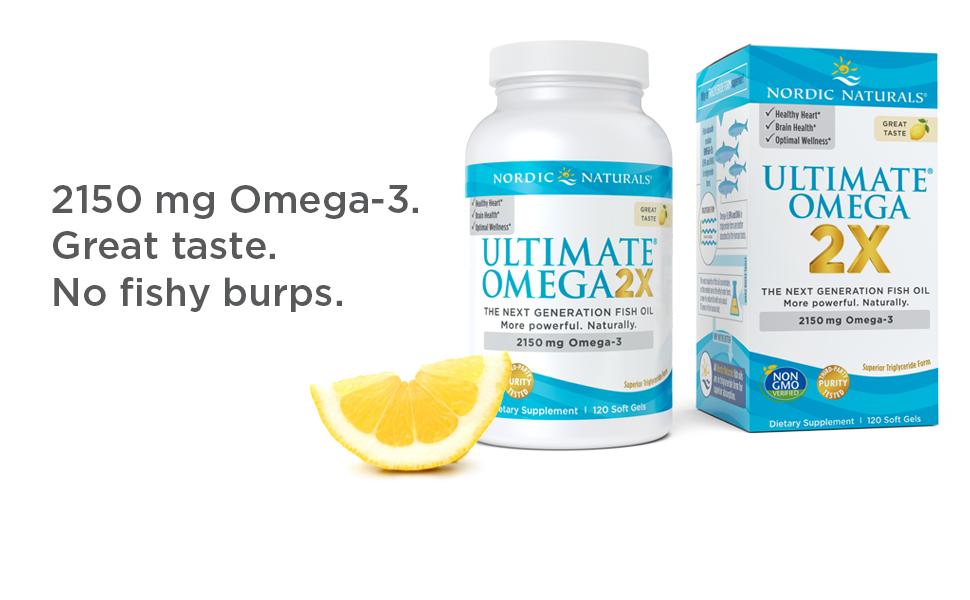 Nordic Naturals Ultimate Omega 2X | 2150 Mg Omega 3 Fish Oil Supplement EPA And DHA | For Optimum Wellness & Heart Health | Lemon Fish Oil For Men And Women | 120 Softgels