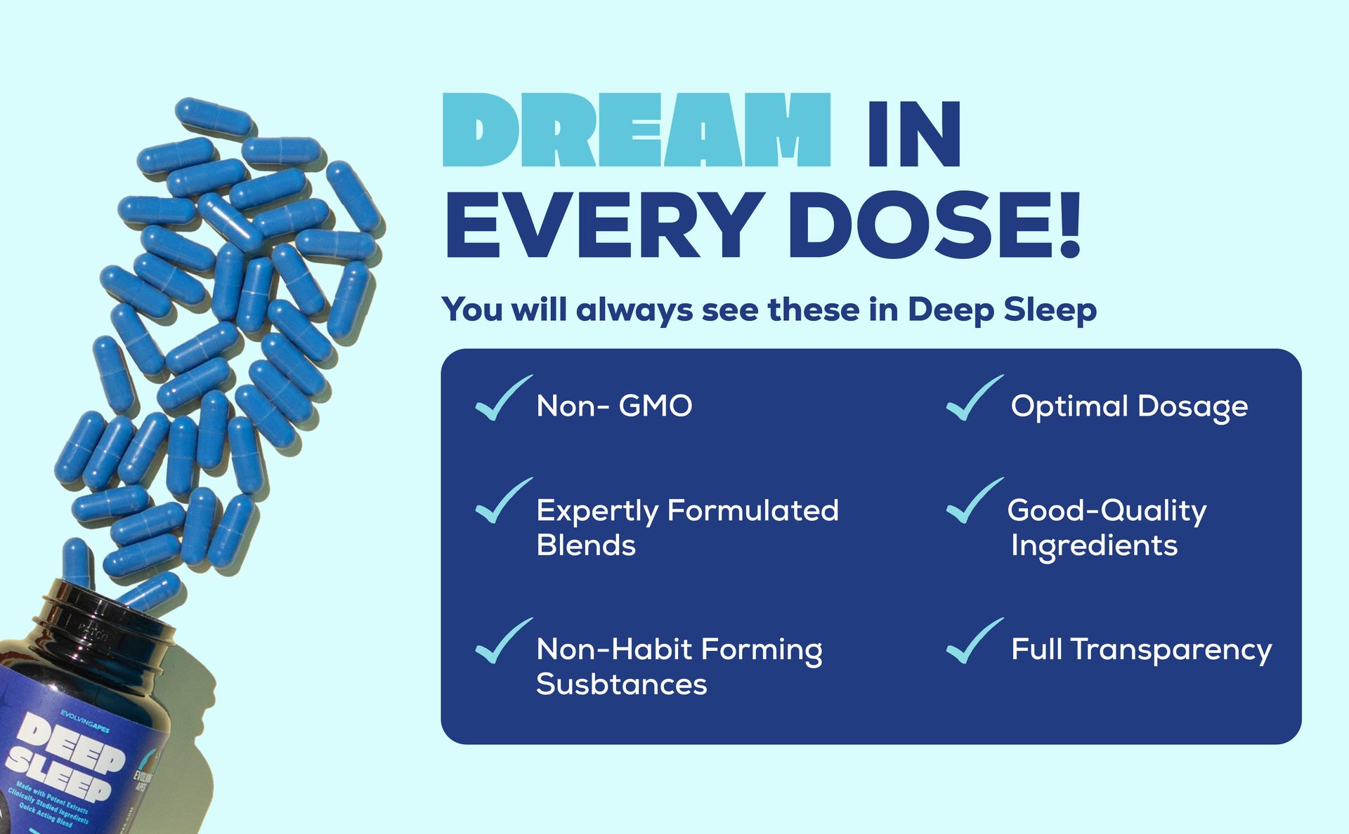 Deep Sleep | Natural Sleep Support Capsules with Melatonin, Magnesium & Chamomile| Promotes Deep, Restful Sleep | For Men & Women | Pack of 45 Capsules | 158gm