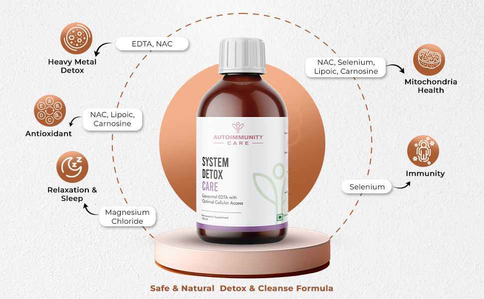 Autoimmunity Care: System Detox Care - Liposomal EDTA with Optimal Cellular Access | Comprehensive Wellness - Detoxification, Mitochondrial Boost, and Brain & Cardiovascular Health | 100ML Oil