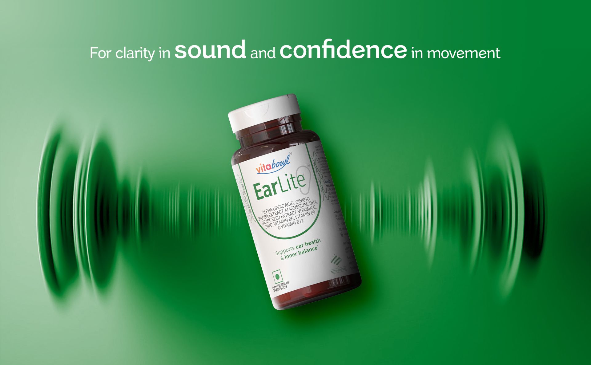 EarLite Capsules | Advanced Inner Ear Health & Balance Support with Ginkgo Biloba, Magnesium, DHA (from Algae), Alpha Lipoic Acid & B-Vitamins | 90 Capsules
