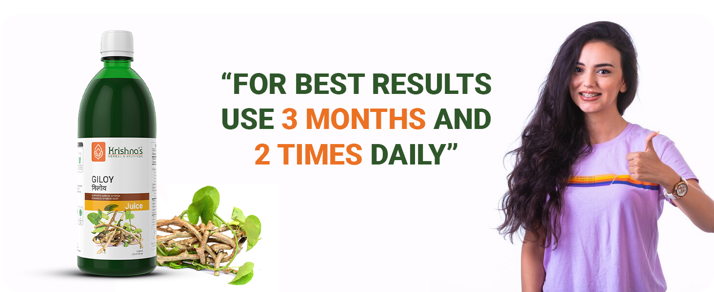 KRISHNA'S HERBAL & AYURVEDA Giloy Juice Immunity Booster - 1000 Ml | Pack Of 1 | Immune Support | Respiratory Health & Gut Health