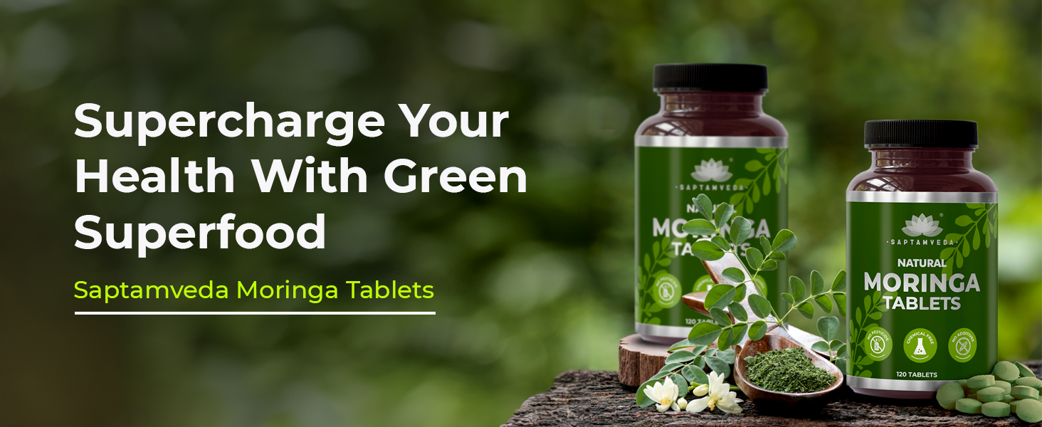 SAPTAMVEDA Moringa Tablets, Drumstick Leaf Tablets 120 Tablets, 500mg each