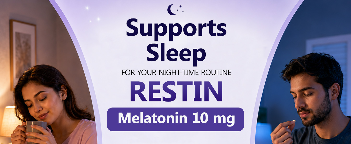 RESTIN SLEEPING MELATONIN TABLETS 10 MG FOR MEN AND WOMEN | Deep Sleep Oral Dissolving Mini Mints Effervescent Supporting Restful Sleep | (10 x 5 Tablets) 50 PC