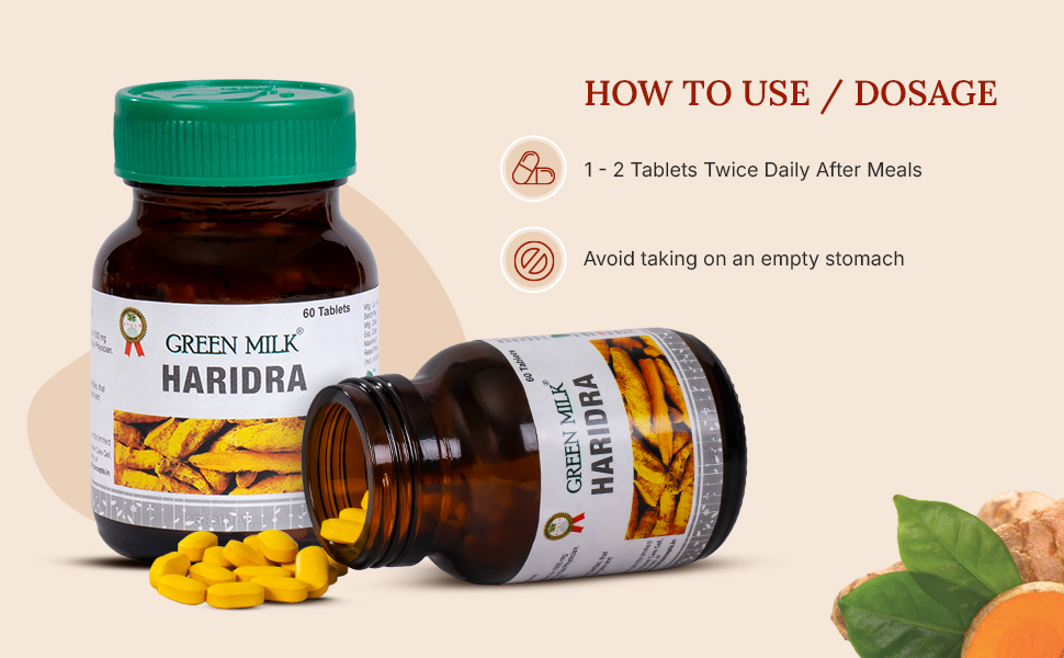 Green Milk Haridra Tablets | Ayurvedic Skin Allergy & Inflammation Support Supplement | Supports Natural Detox, Clear Skins & Immunity | Helps Reduce Itching, Redness & Skin Sensitivity | Turmeric Curcumin Formula | 60 Tablets