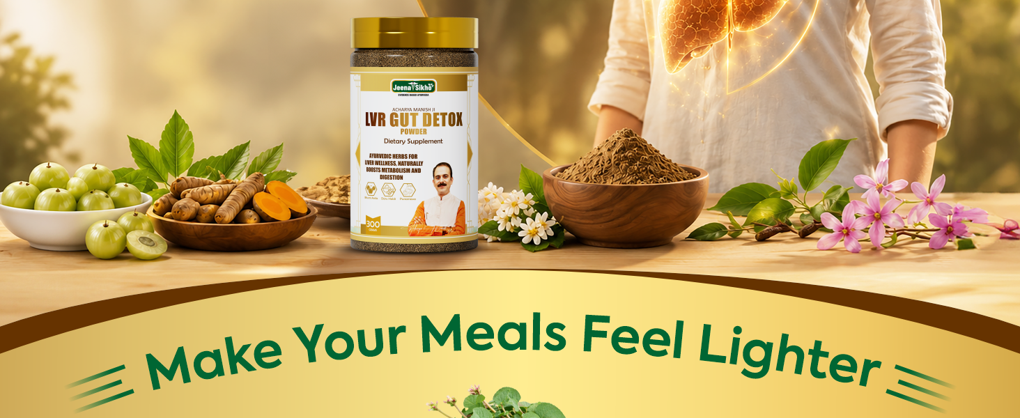 Jeena Sikho Acharya Manish Ji LVR Gut Detox Powder | Ayurvedic Liver & Digestive Supplement | For Metabolism and Digestion | With Bhumi Amla & Punarnava, 300 grams