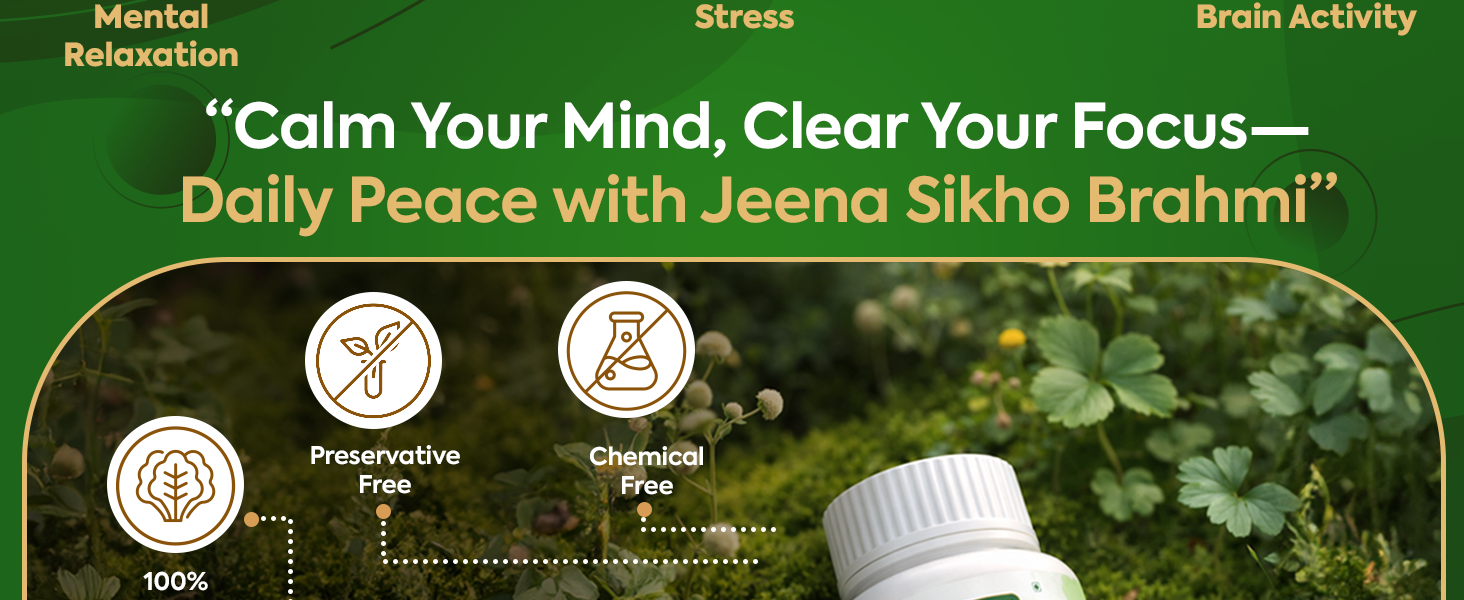 Jeena Sikho Brahmi Tablet | Naturally Supports Mind Wellness | Relieves Stress And Boosts Memory Power, 60 Tablets, Pack of 1