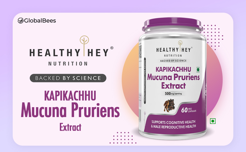 HealthyHey Nutrition Mucuna Pruriens Extract - For Mood and Motivation Support (60 Veg. Capsules)