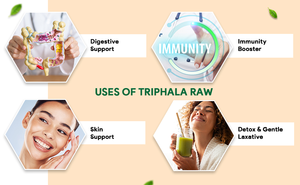 Triphala Raw 300 grams (Ratio 1:1:1) Whole - Harad, Baheda, Amla | 100% Pure and Natural, No Preservatives