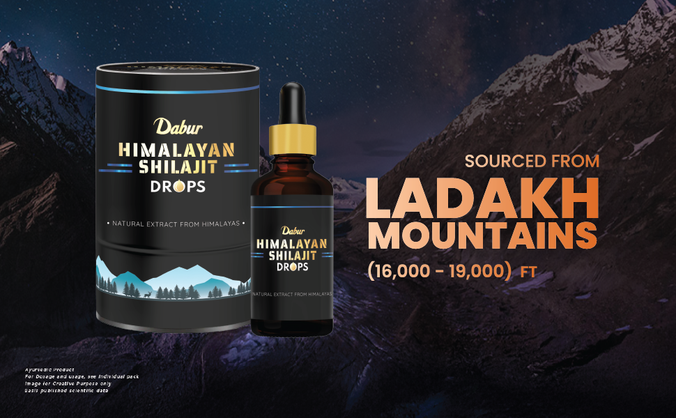 Dabur Himalayan Pure Shilajit Drops - 30ml | Rich in Fulvic acid | Natural extract from Himalayas | 100% Pure Shilajit | Boosts Stamina And Energy | Builds Immunity