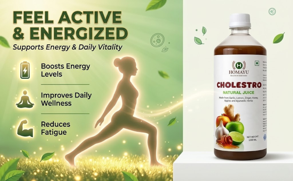 HOMAYU Cholestro Cholesterol Care Natural Juice | Herbal Food Supplement | Supports Heart Health & Healthy Cholesterol Levels | Daily Wellness Drink
