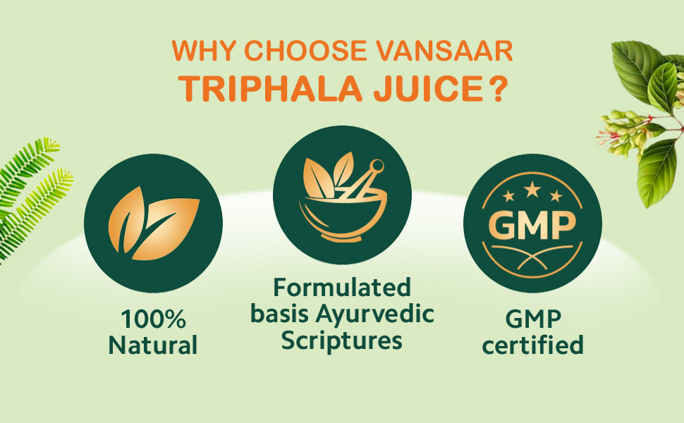Vansaar Triphala Juice| All-in-one Digestive Care Solution | Long term constipation, digestive problem relief supplement | Improves Gut Health | 100% Ayurvedic Formula - 1L (Pack Of 2)