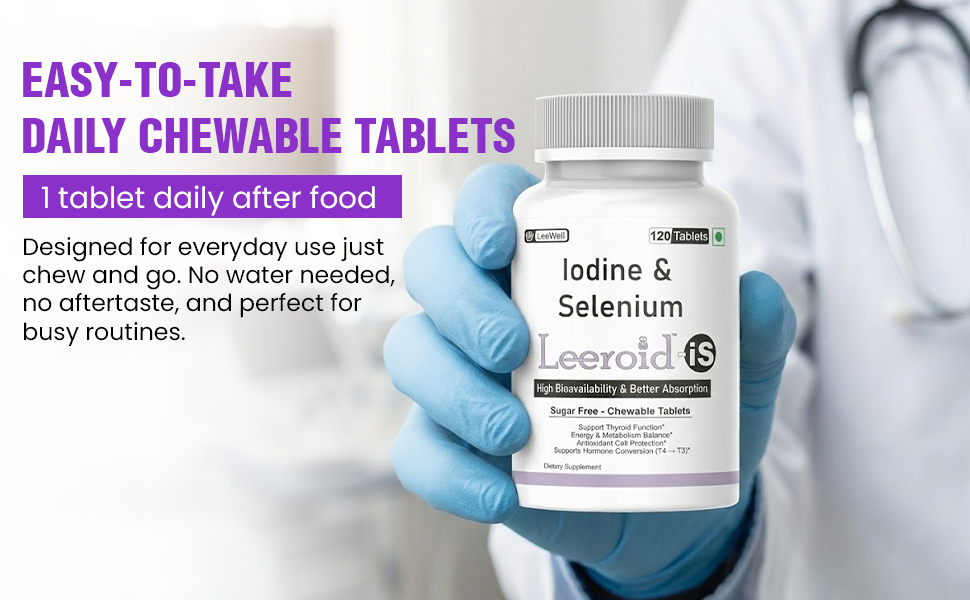 is (LeeWell) Chewable Iodine, Selenium Supplements | L selenomethionine, Potassium iodide | High Bioavailability, Support Thyroid Function & Energy -120 Sugar-Free Tablets